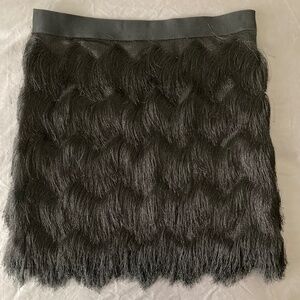 Black Fringe Mini Skirt